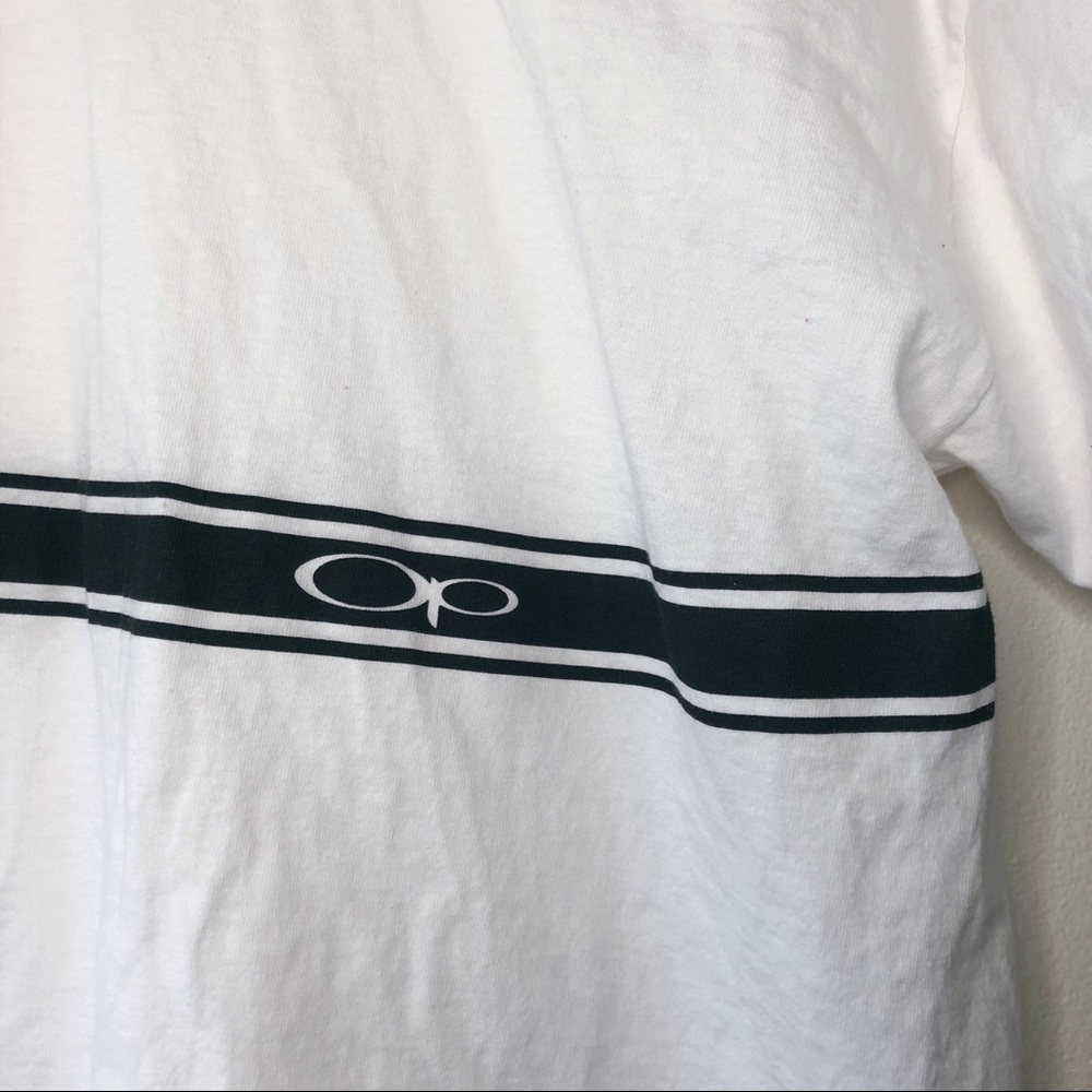 Vintage 90’s Ocean Pacific OP surf skater black white striped tee t-shirt L - Picture 3 of 7